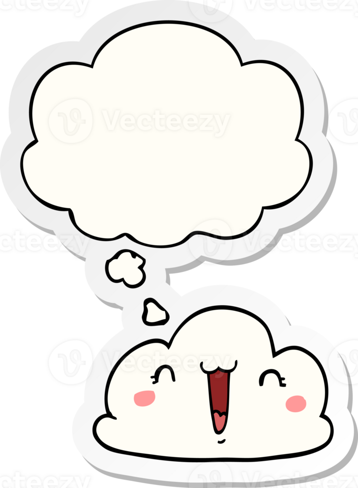 cute cartoon cloud with thought bubble as a printed sticker png