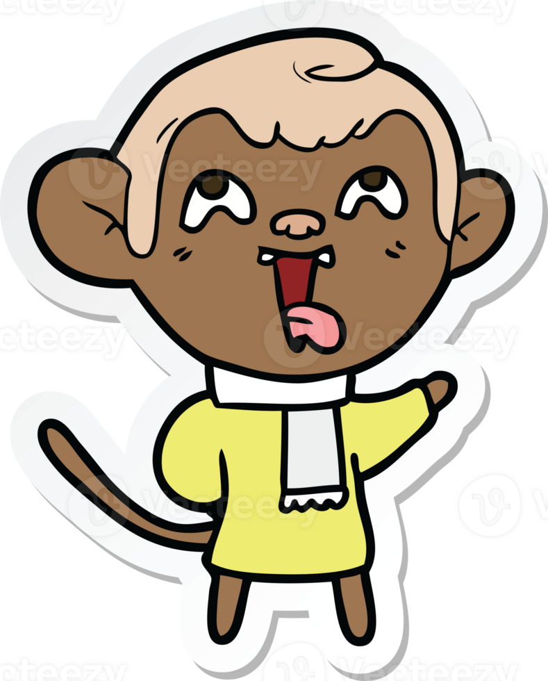 sticker of a crazy cartoon monkey wearing scarf png