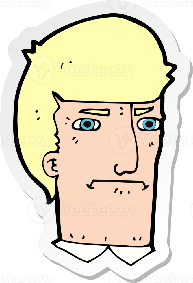 sticker of a cartoon man narrowing eyes png