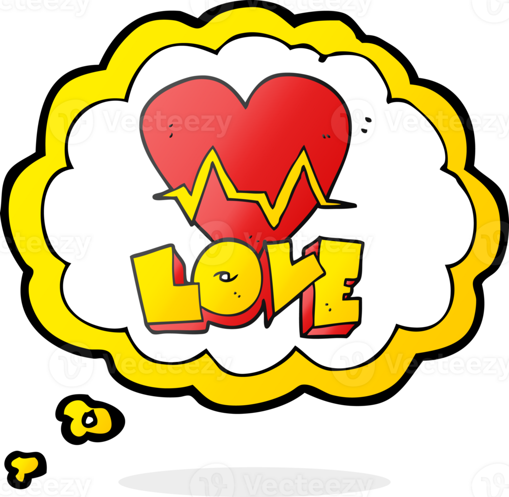 hand drawn thought bubble cartoon heart rate pulse love symbol png