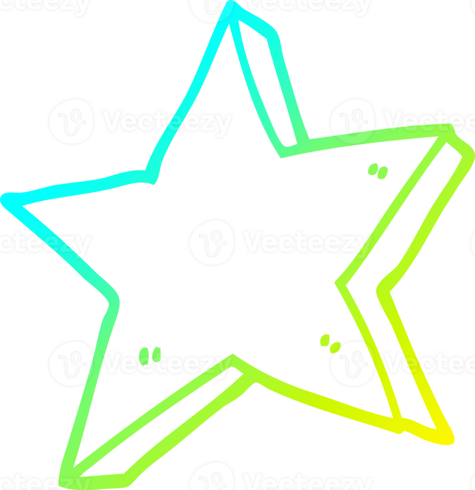 cold gradient line drawing of a cartoon star png