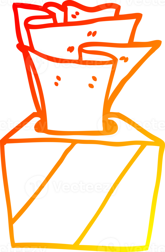 warm gradient line drawing of a cartoon box of tissues png