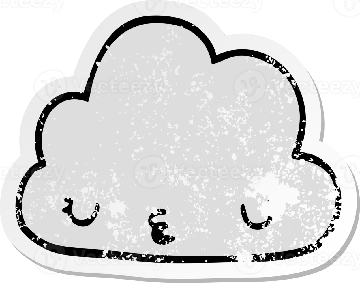 distressed sticker of a cute cartoon cloud png