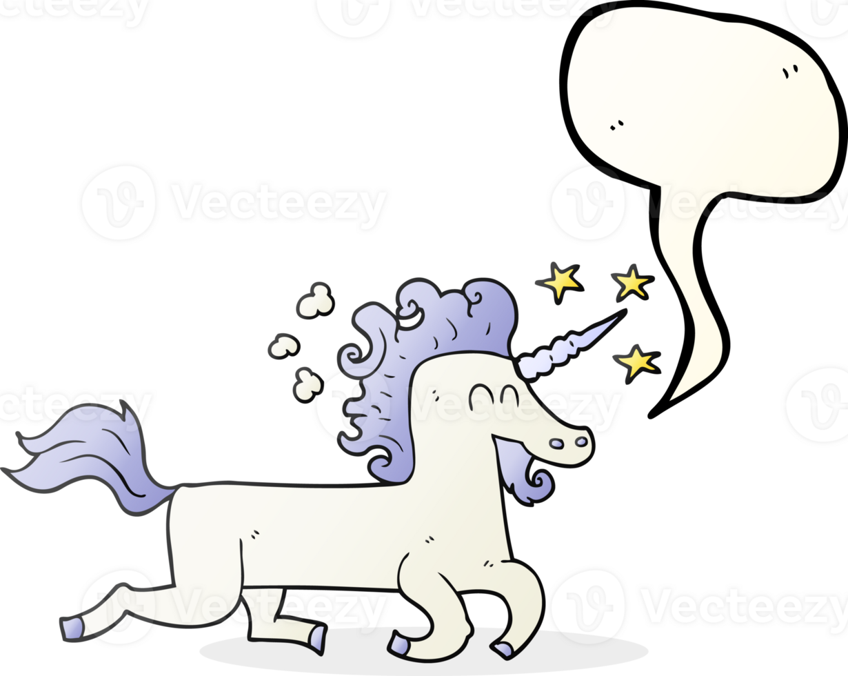 hand drawn speech bubble cartoon unicorn png