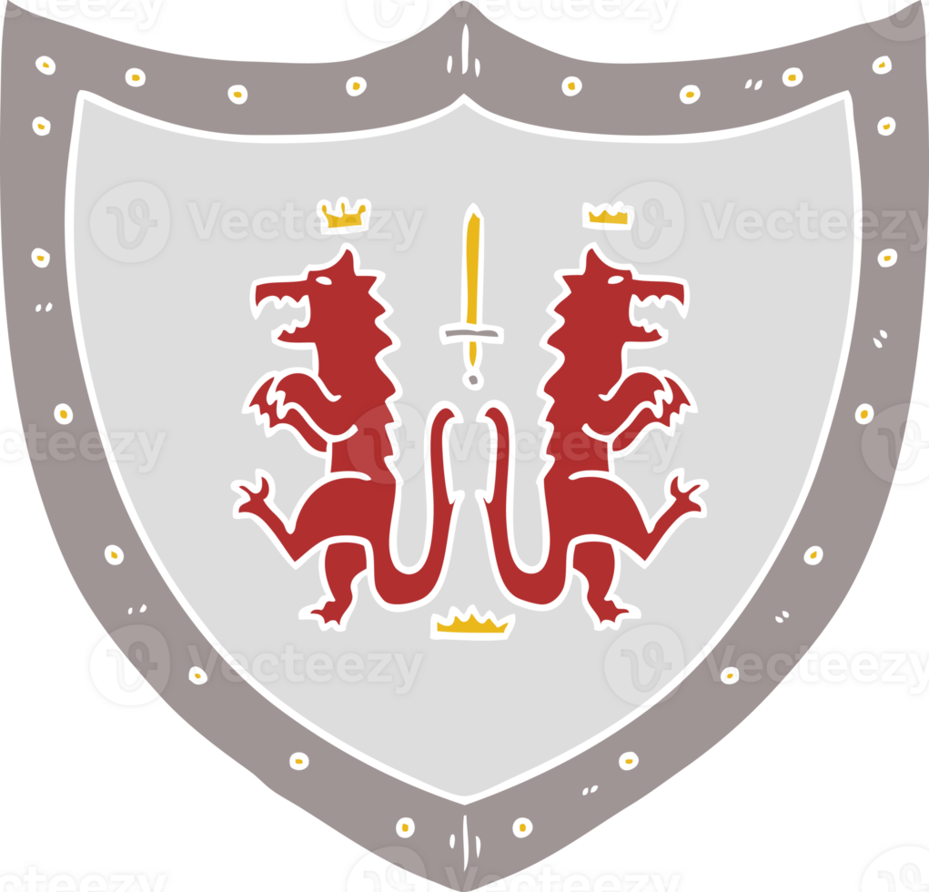 flat color style cartoon heraldic shield png
