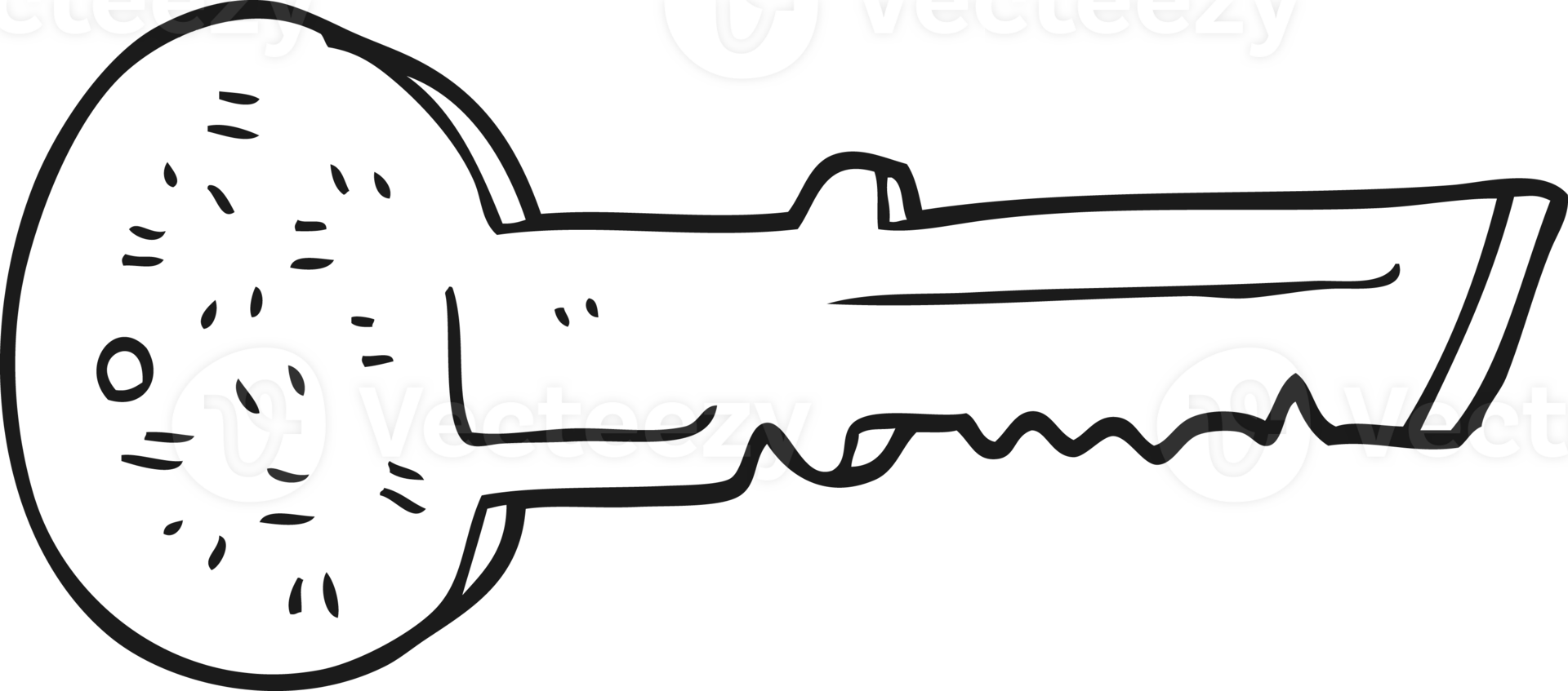 hand drawn black and white cartoon door key png