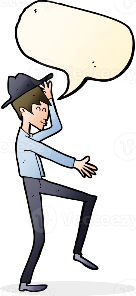 cartoon fashionable man with speech bubble png