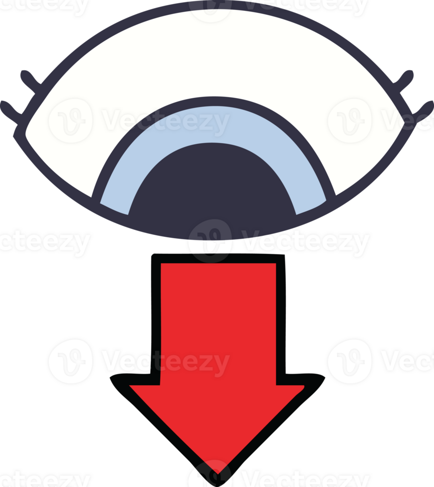 cute cartoon of a eye pointing down png