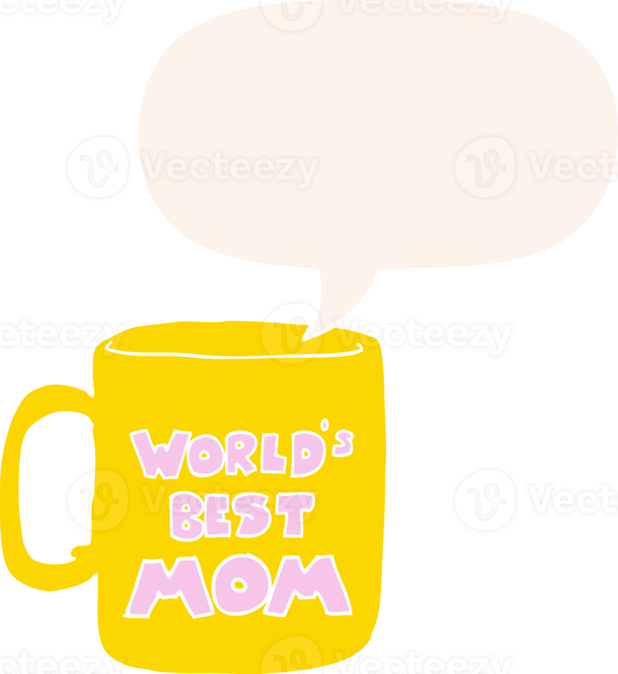 worlds best mom mug with speech bubble in retro style png