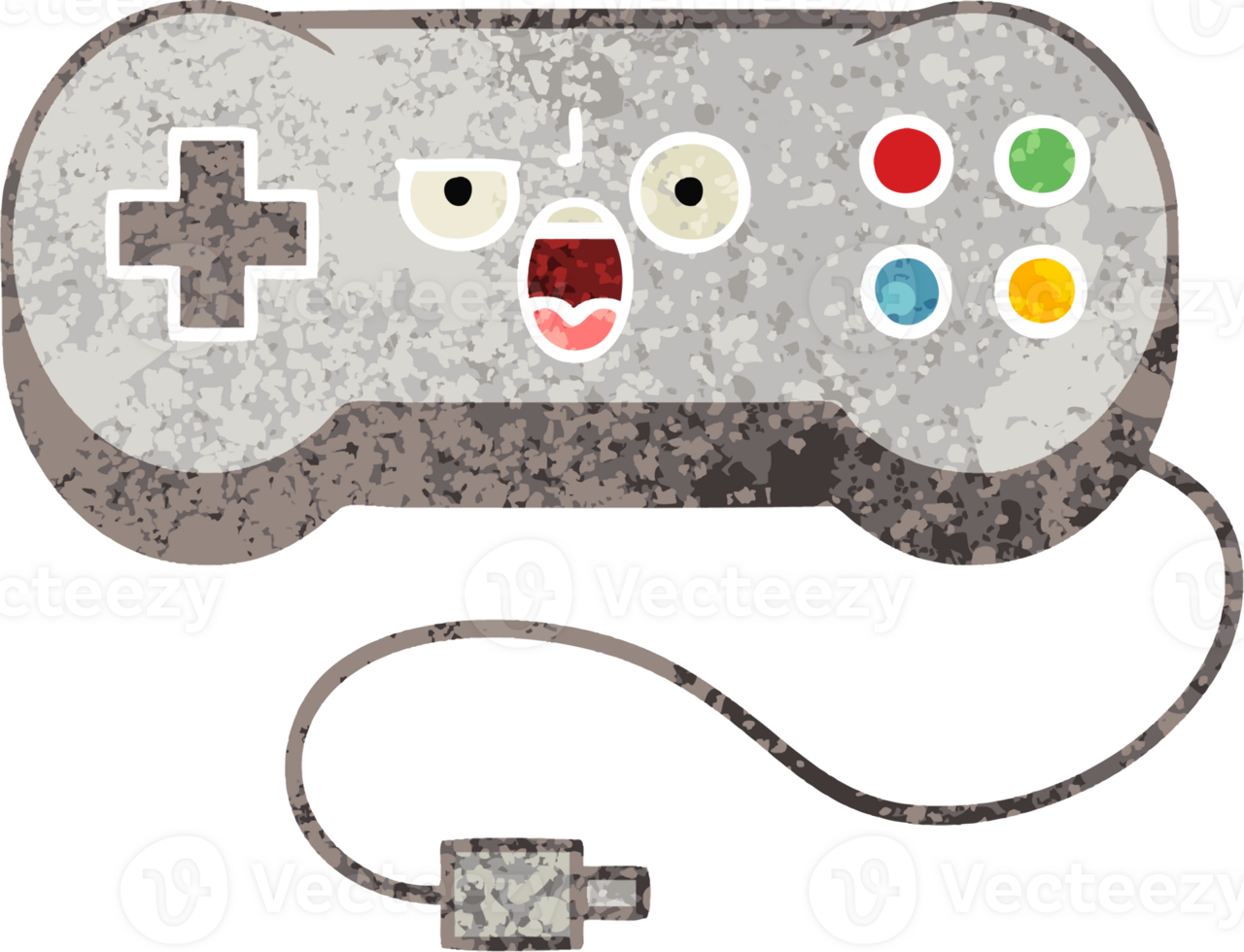 retro illustration style cartoon of a game controller png