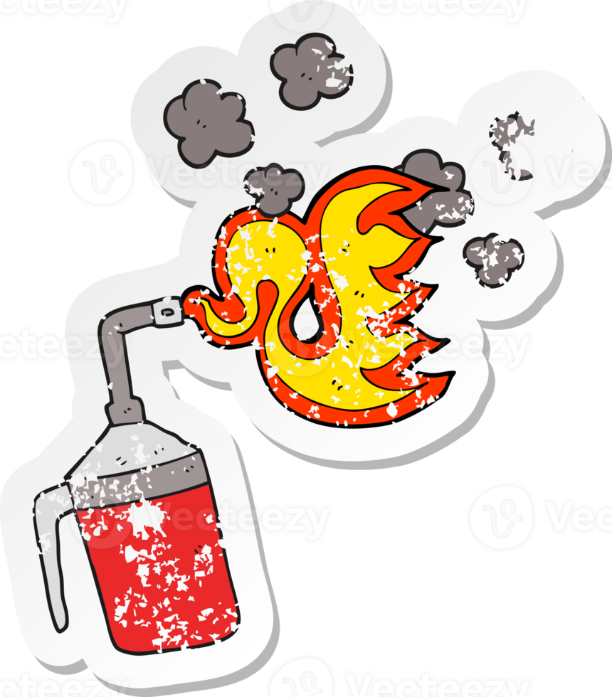 retro distressed sticker of a cartoon blow torch png