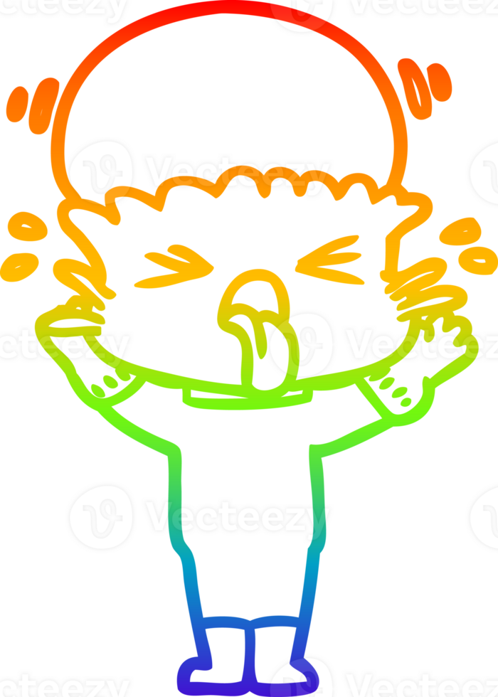 rainbow gradient line drawing of a weird cartoon alien png