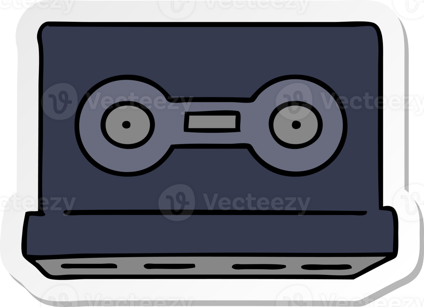 hand drawn sticker cartoon doodle of a sticker cassette tape png