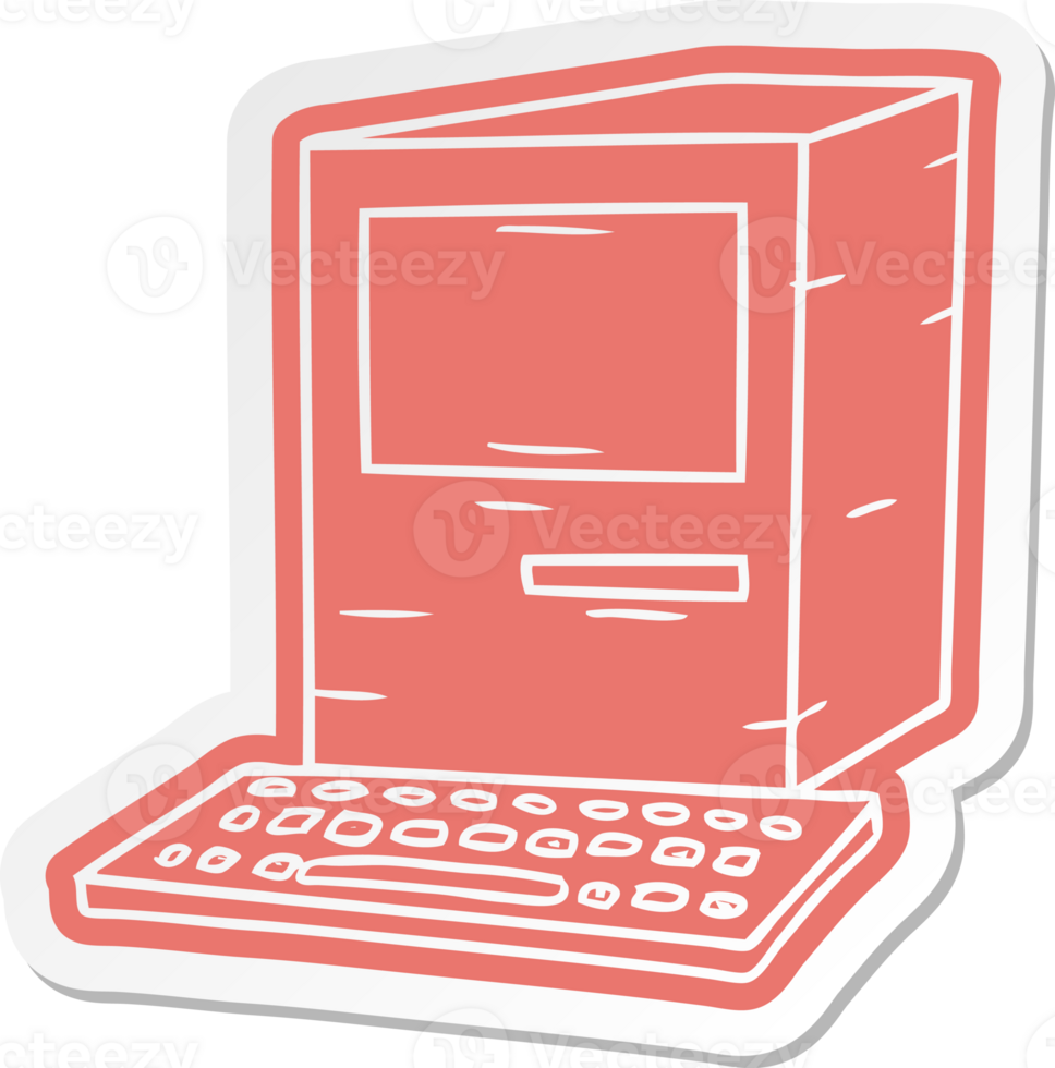 adesivo de desenho animado de um computador e teclado png