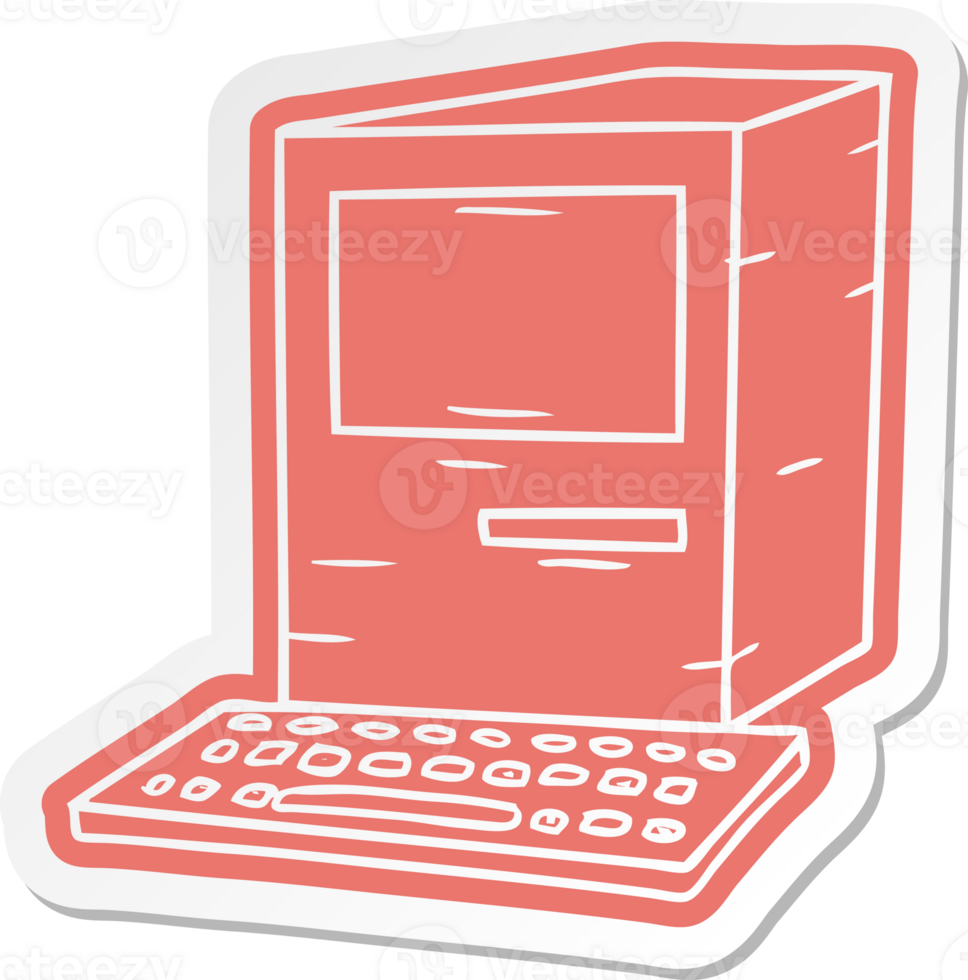 cartoon sticker of a computer and keyboard png