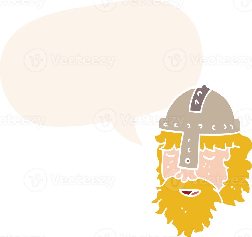 cartoon viking face with speech bubble in retro style png