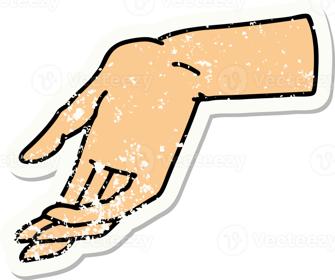 distressed sticker tattoo in traditional style of a hand png