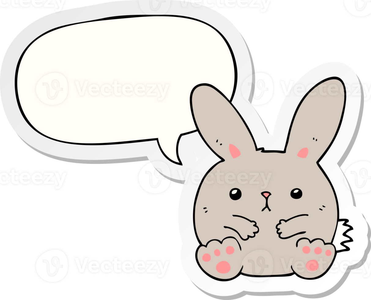 cartoon rabbit with speech bubble sticker png