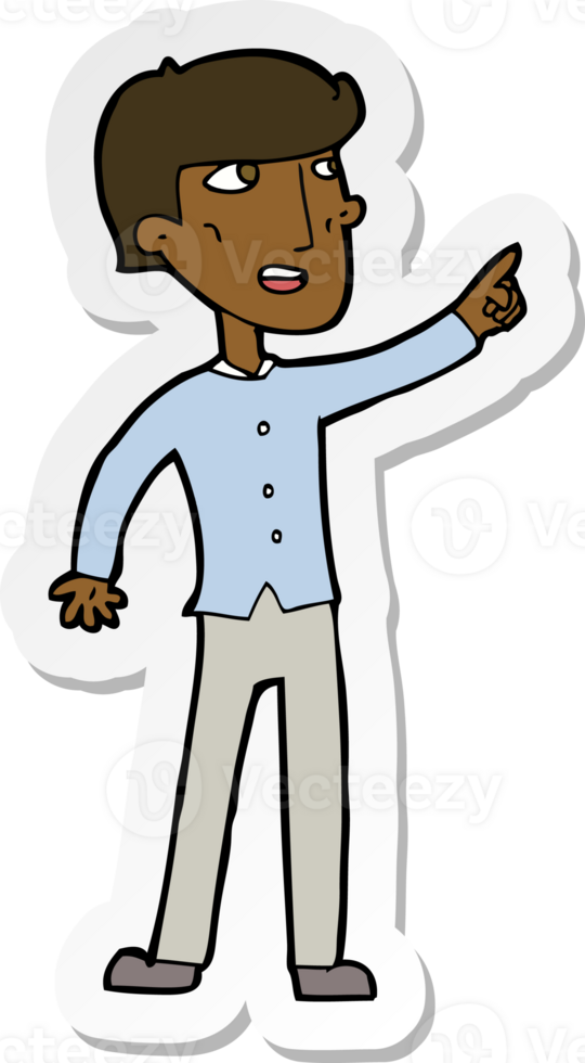 sticker of a cartoon man pointing png