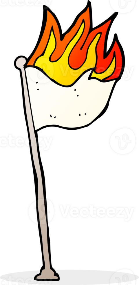 cartoon burning flag on pole png