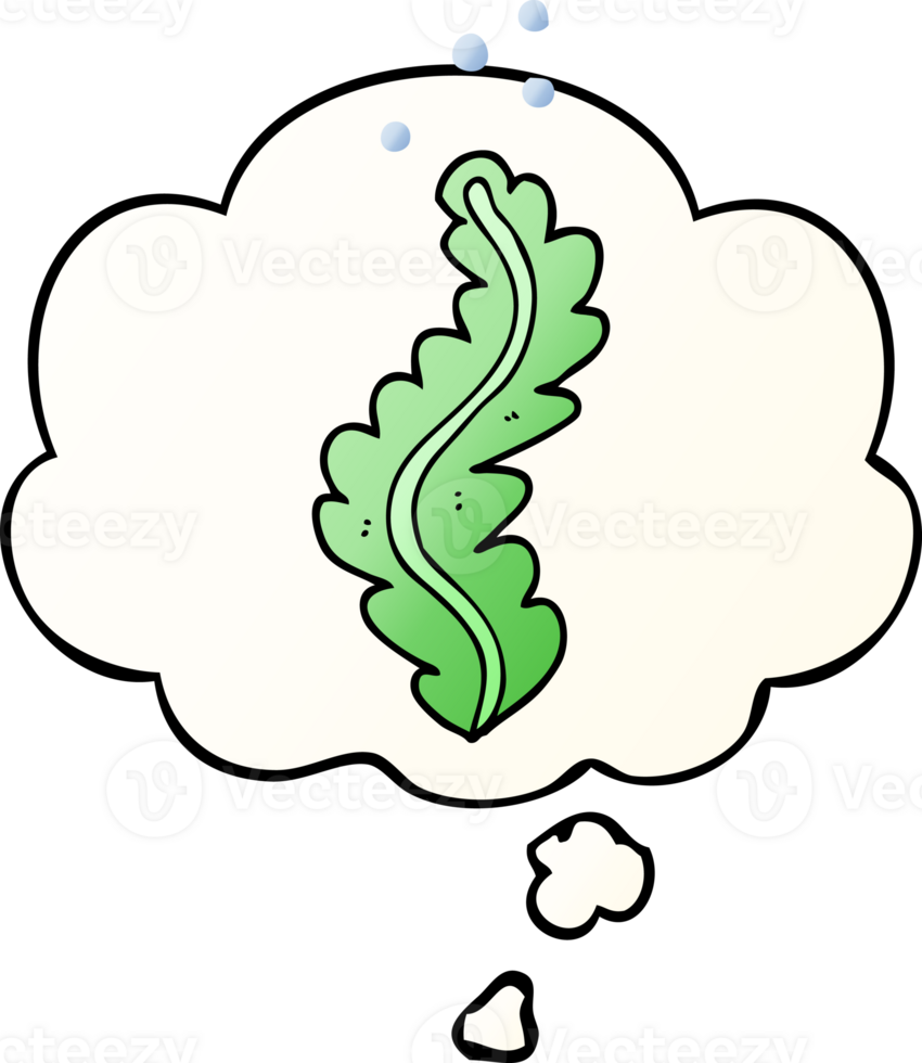 cartoon seaweed with thought bubble in smooth gradient style png