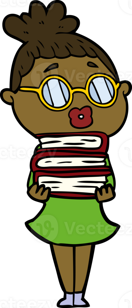 cartoon librarian woman wearing spectacles png