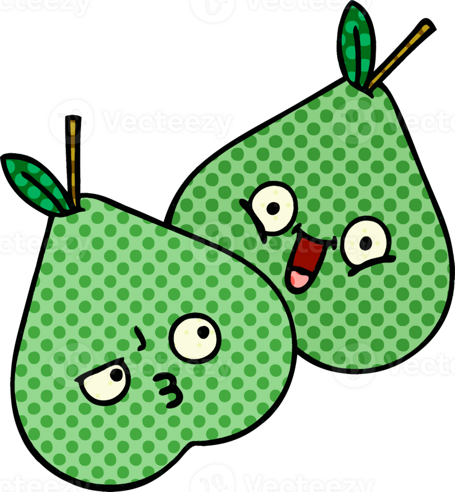 comic book style cartoon of a green pears png