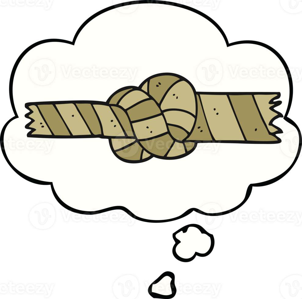 cartoon knotted rope with thought bubble png