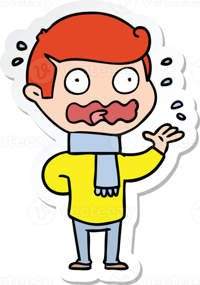sticker of a cartoon man totally stressed out png