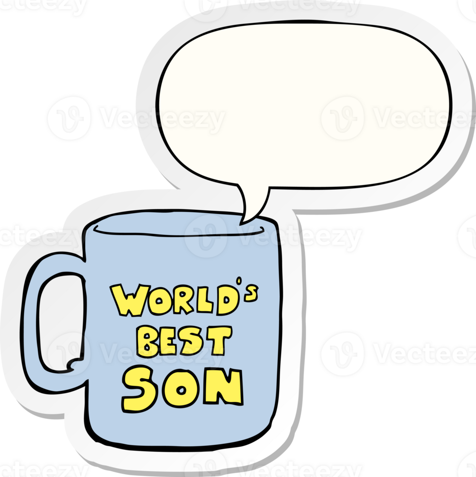 worlds best son mug with speech bubble sticker png
