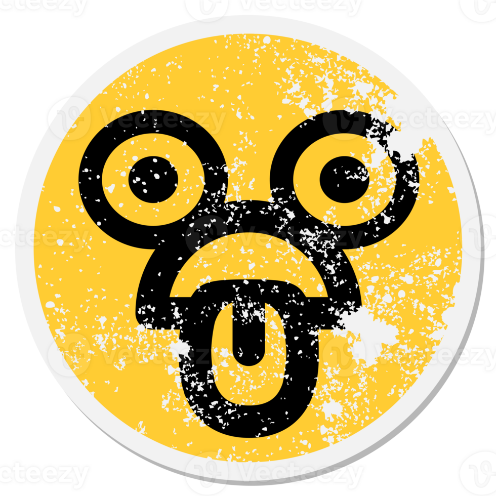 exhausted staring face circular sticker png