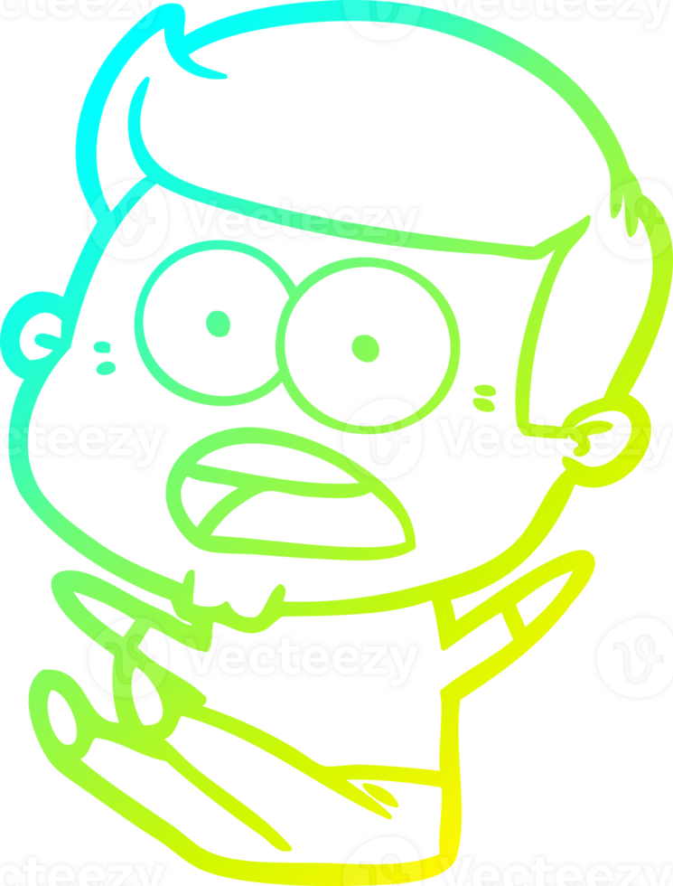 cold gradient line drawing of a cartoon shocked man png