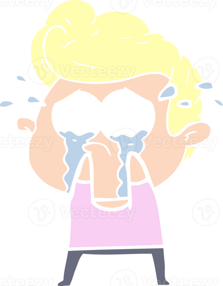 flat color style cartoon crying man png