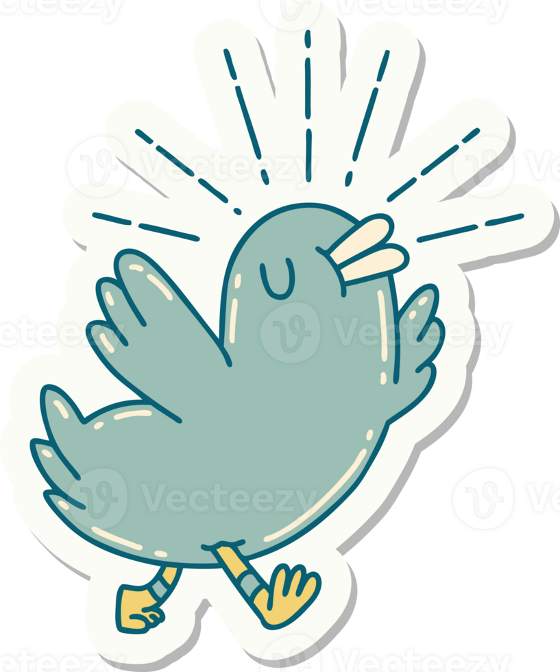 sticker of a tattoo style happy bird png