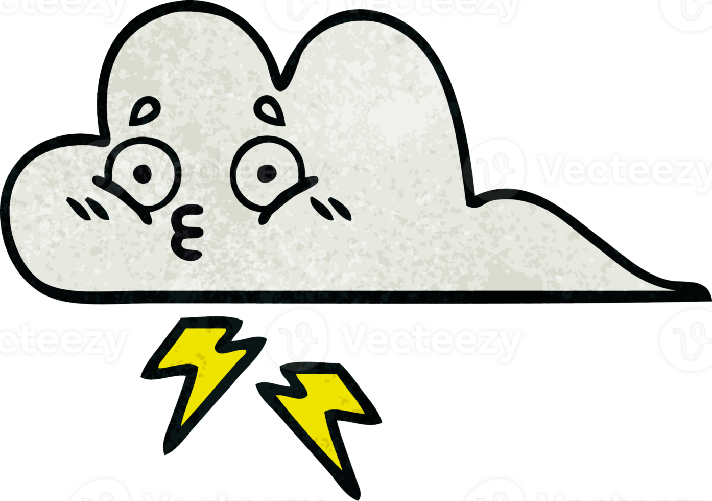 retro grunge texture cartoon of a thunder cloud png