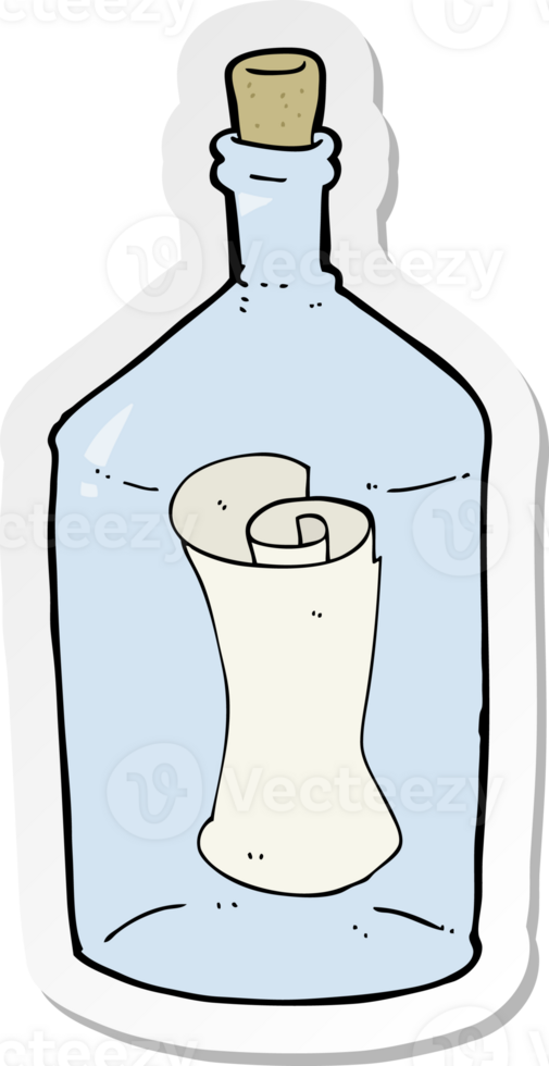sticker of a cartoon letter in bottle png