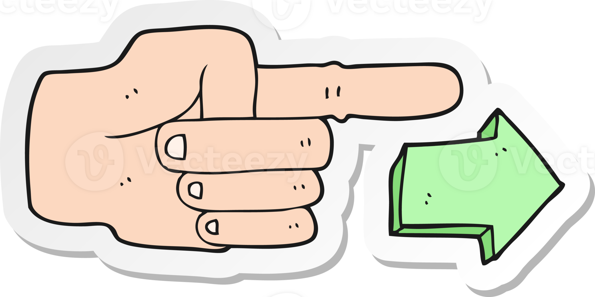 sticker of a cartoon pointing hand with arrow png