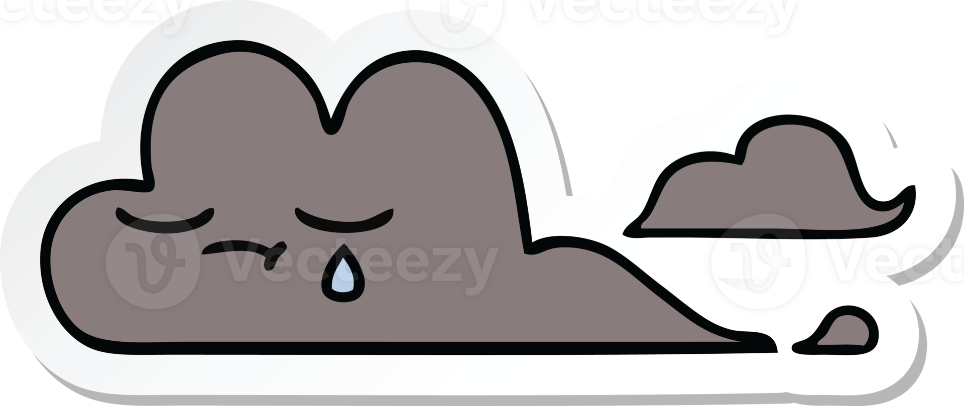 sticker of a cute cartoon storm cloud png