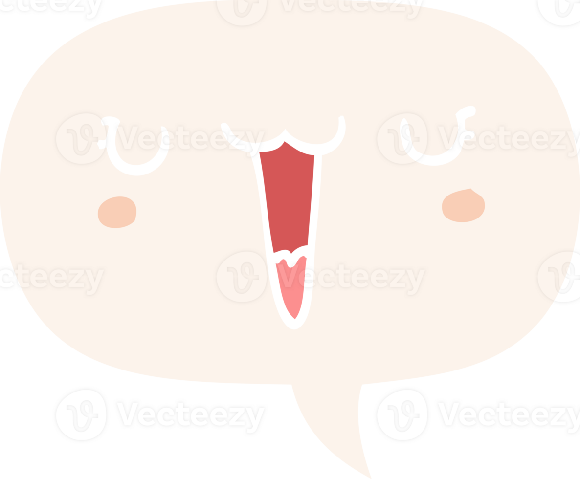 cute happy cartoon face with speech bubble in retro style png
