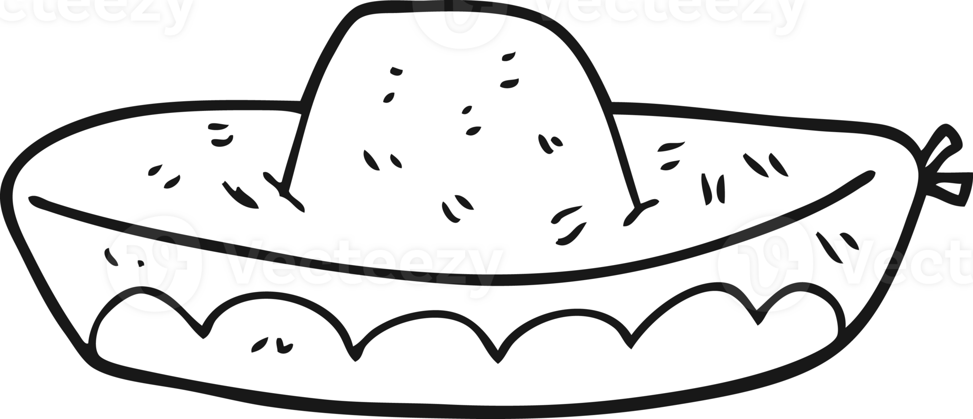 hand drawn black and white cartoon hat png