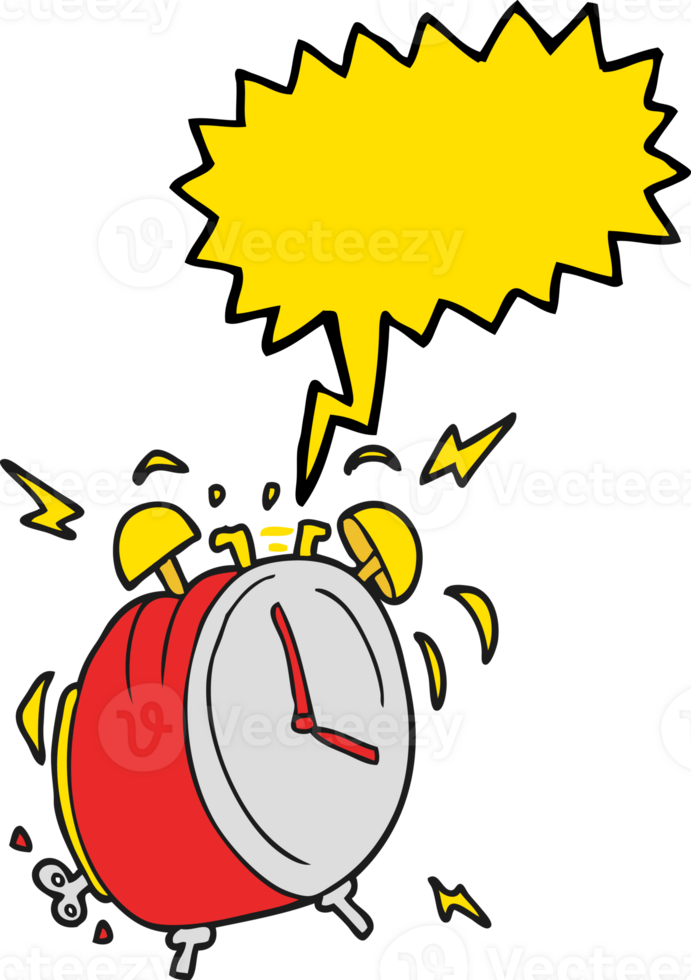 hand drawn speech bubble cartoon ringing alarm clock png