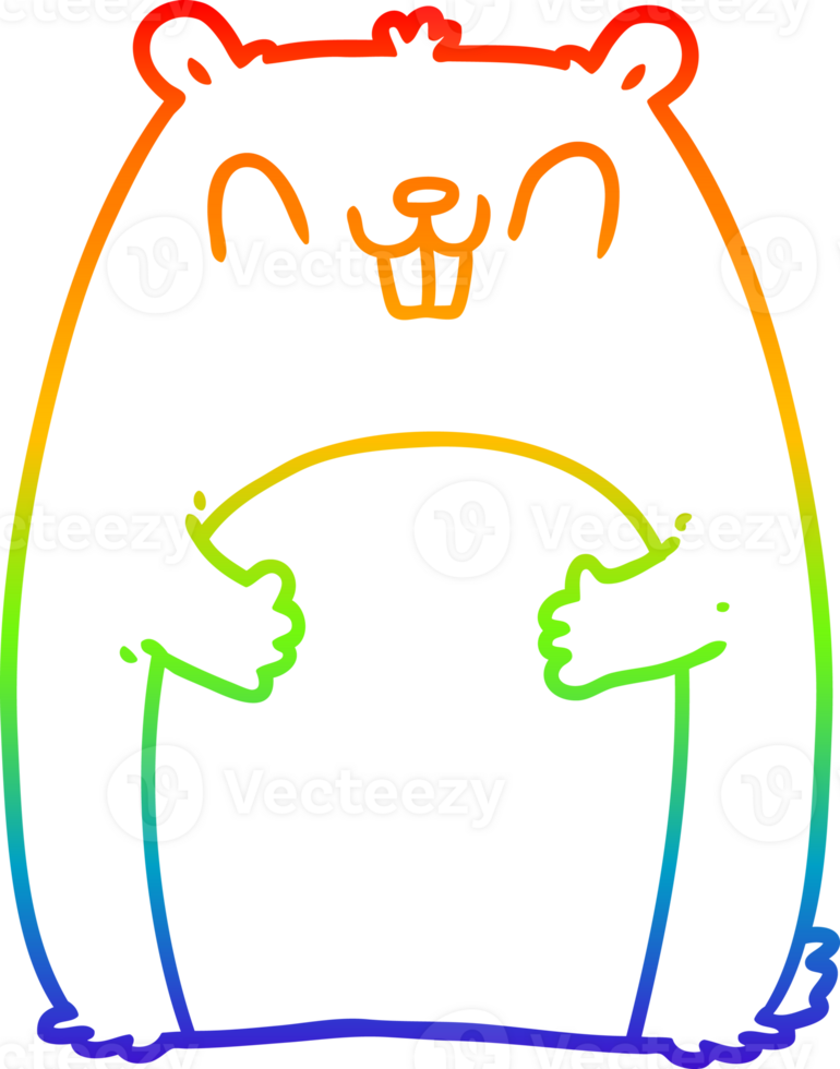 rainbow gradient line drawing of a cartoon happy gopher png