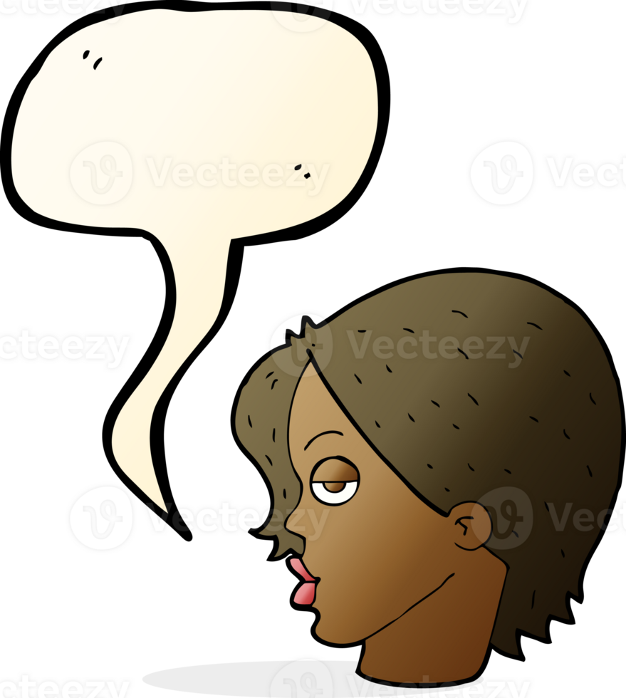 cartoon woman raising eyebrow with speech bubble png
