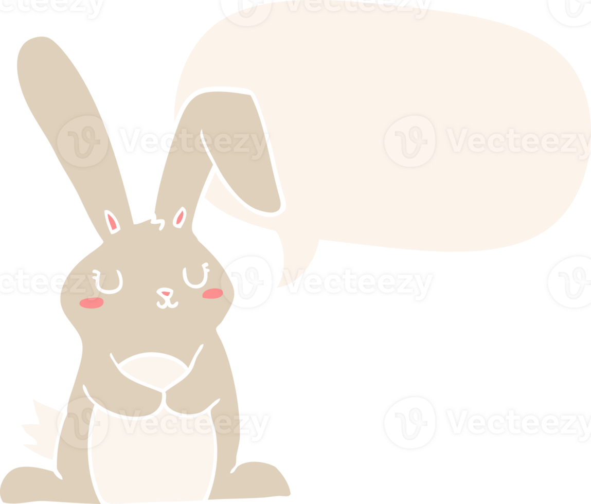 cartoon rabbit with speech bubble in retro style png