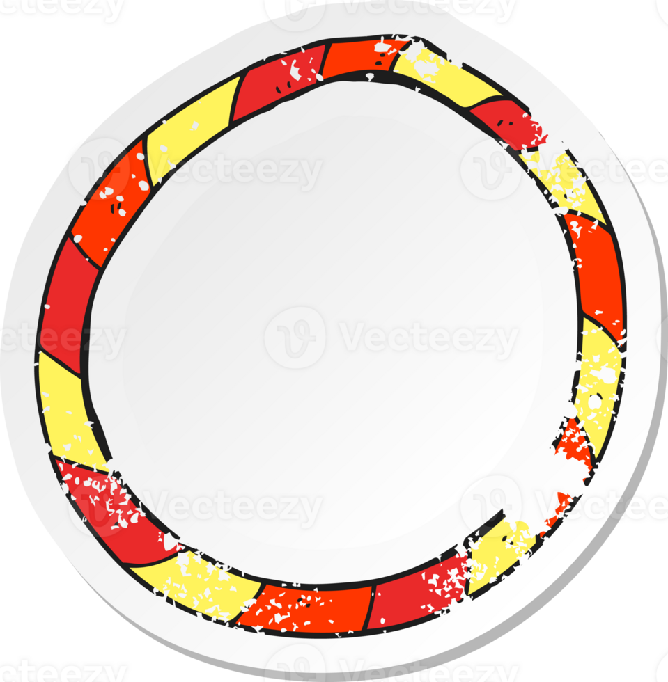 retro distressed sticker of a cartoon hula hoop png