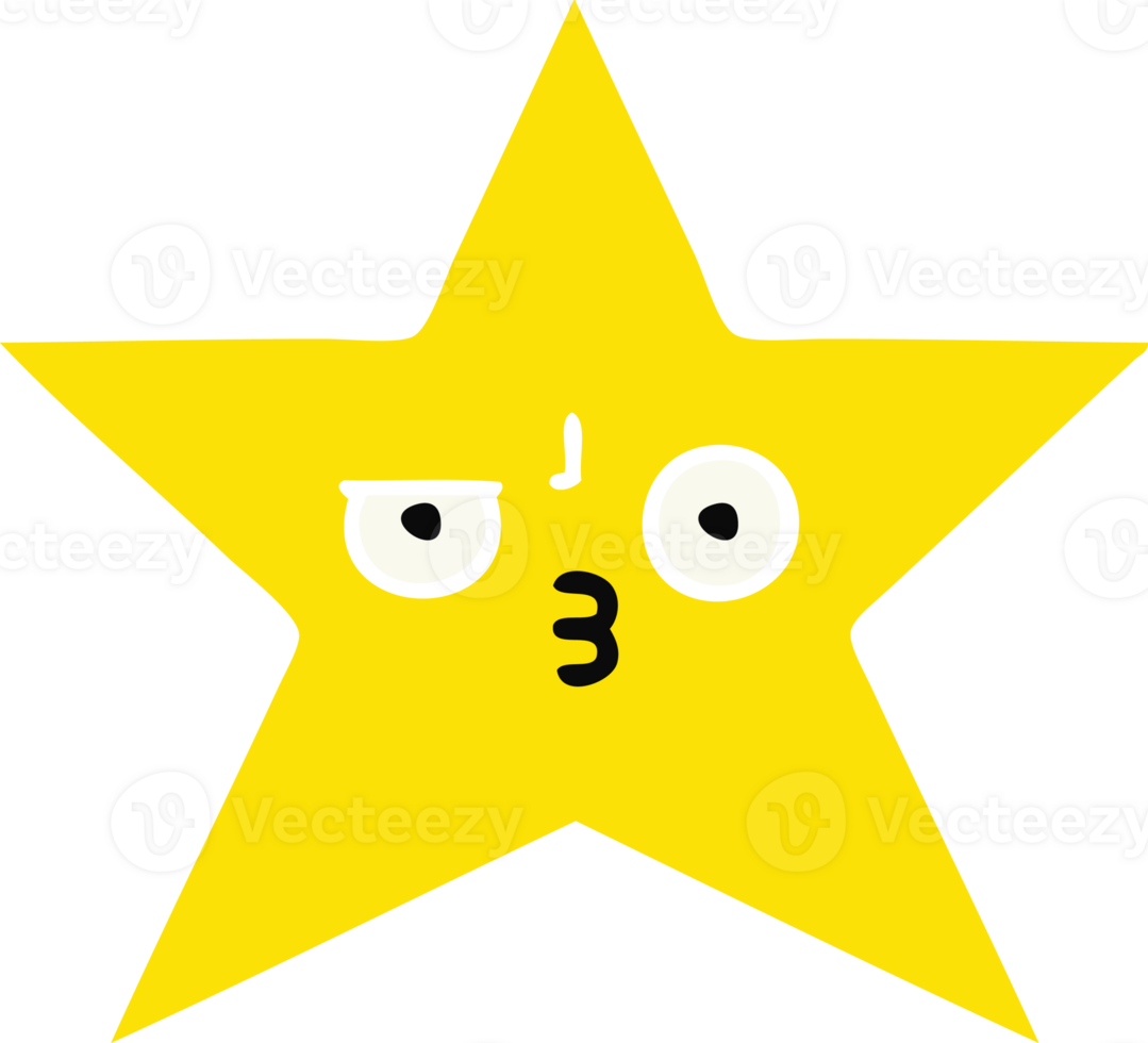 flat color retro cartoon of a gold star png
