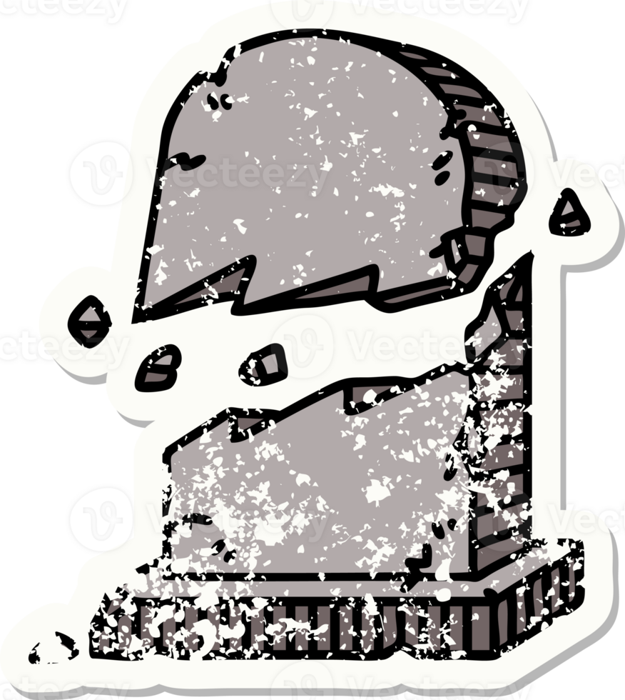distressed sticker tattoo in traditional style of a broken grave stone png
