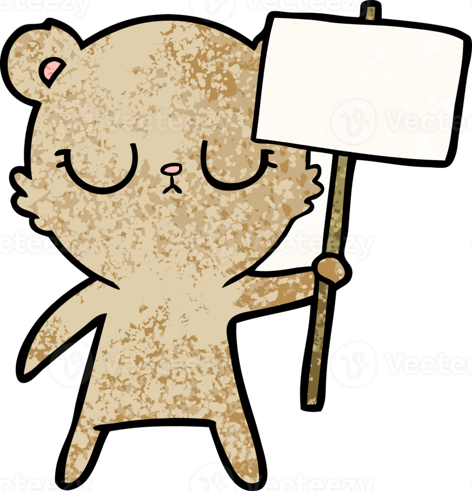 peaceful cartoon bear cub with protest sign png