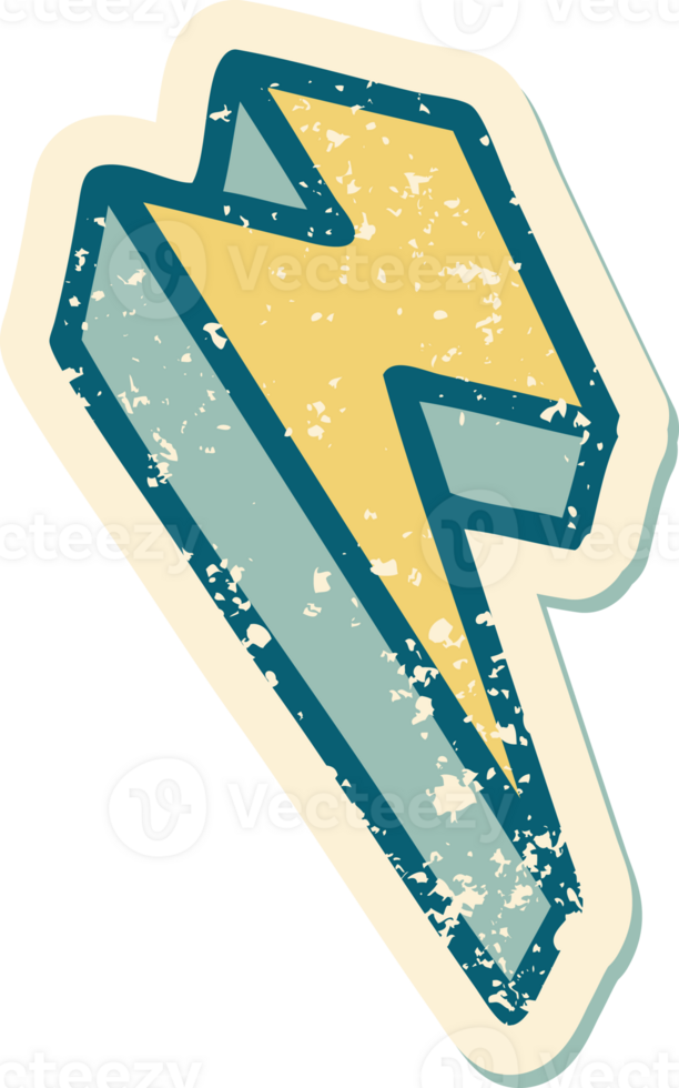 iconic distressed sticker tattoo style image of lighting bolt png