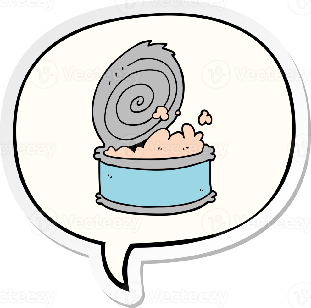 cartoon canned fish with speech bubble sticker png